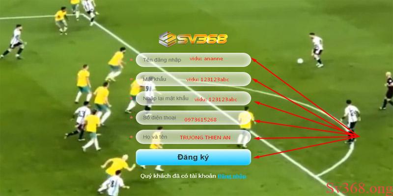 Đăng ký sv368 - Nhận ngay khuyến mãi code 100k trải nghiệm 3 Form đăng ký Sv368