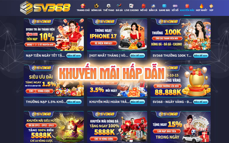 SV368 khuyến mãi hấp dẫn mỗi ngày